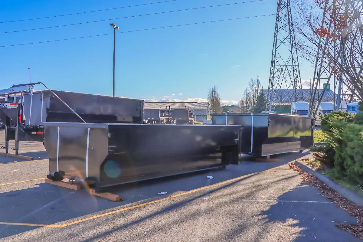 Roll-off dumpster ready for waste disposal at job site for 3 Yard Dumpster Rental in Plains